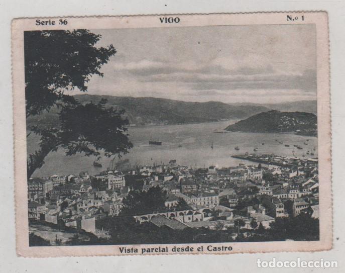 Postales: Cromo de las Bellezas de Galicia. Serie 36 n&ordm; 1 Vista parcial desde el Castro. 11 x 8 cm