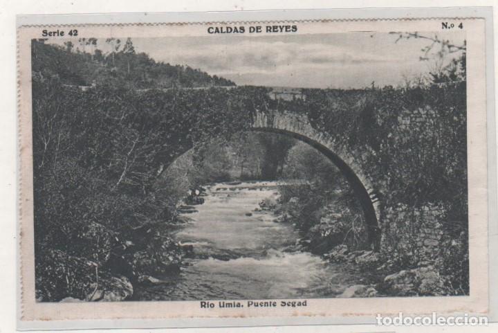 Cartoline: Cromo de la Bellezas de Galicia. Serie 42 Caldas de Reyes n&ordm; 4 Rio Umia puente Segad. 9 x 14 cm