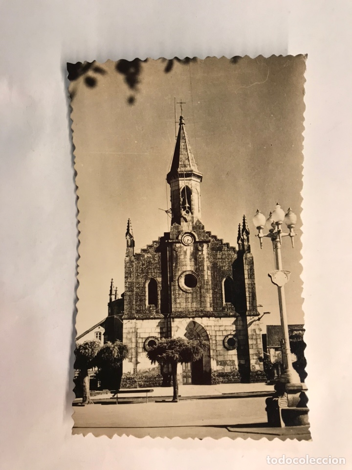 Postales: PUENTEAREAS (Pontevedra) Postal No.11, Iglesia Parroquial de San Miguel (h.1950?)