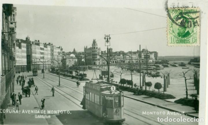 Cartes Postales: CORU&Ntilde;A. AVENIDA DE MONTOTO. TRANV&Iacute;A L&Iacute;NEA 1 A MONELOS. CIRCULADA HACIA 1932.