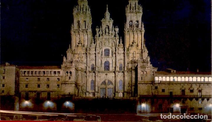 Postales: Galicia &ndash; Santiago de Compostela &ndash; Fachada del Obradoiro - Nocturna