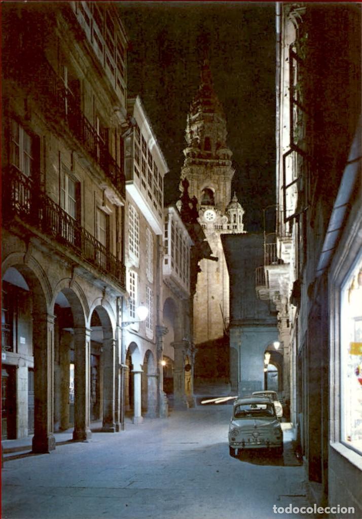 Postales: Galicia &ndash; Santiago de Compostela &ndash; Rua del Villar - Nocturna