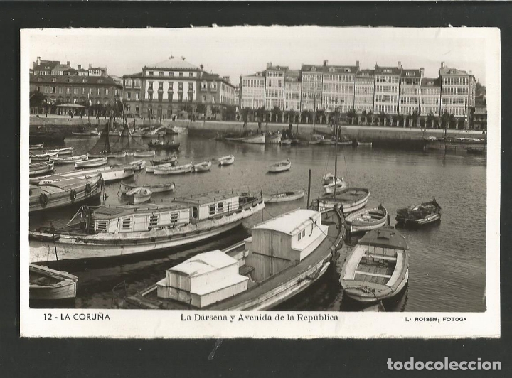 Postales: LA CORU&Ntilde;A-LA DARSENA Y AVENIDA DE LA REPUBLICA-12-FOTOGRAFICA ROISIN-(61.071)