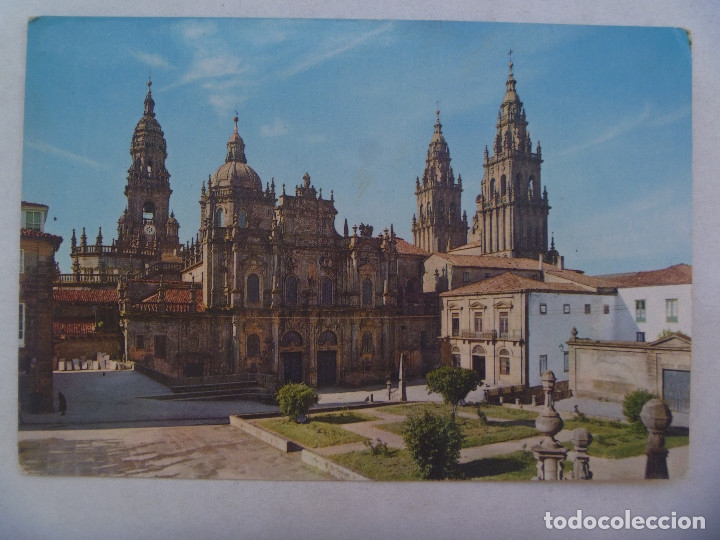 Postales: POSTAL DE SANTIAGO COMPOSTELA : CATEDRAL, FACHADA AZABACHERIA Y PALACIO ARZOBISPAL. A&Ntilde;OS 60