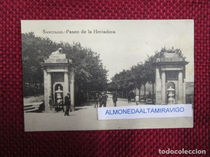Postales: GALICIA - POSTAL SANTIAGO COMPOSTELA, PASEO DE LA HERRADURA, S/C, DIVIDIDA, EL SOL PAPELERIA + INFO