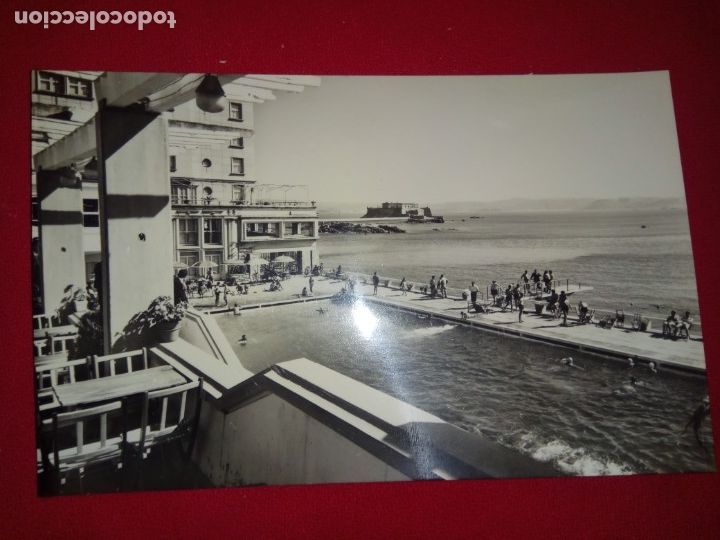 Postales: POSTAL.LA CORU&Ntilde;A.PISCINA DE LA SOLANA.HOTEL FINISTERRE.NUEVA.