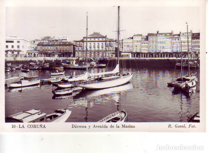 Postales: CORU&Ntilde;A DARSENA Y AVENIDA DE LA MARINA