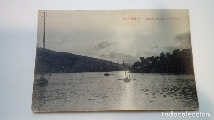 Postales: POSTAL ANTIGUA REDONDELA PUESTA DE SOL EN LA RIA 1920 CIRCULADA