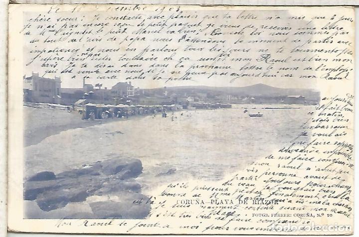 Postales: CORU&Ntilde;A PLAYA DE RIAZOR DORSO SIN DIVIDIR - Foto 1