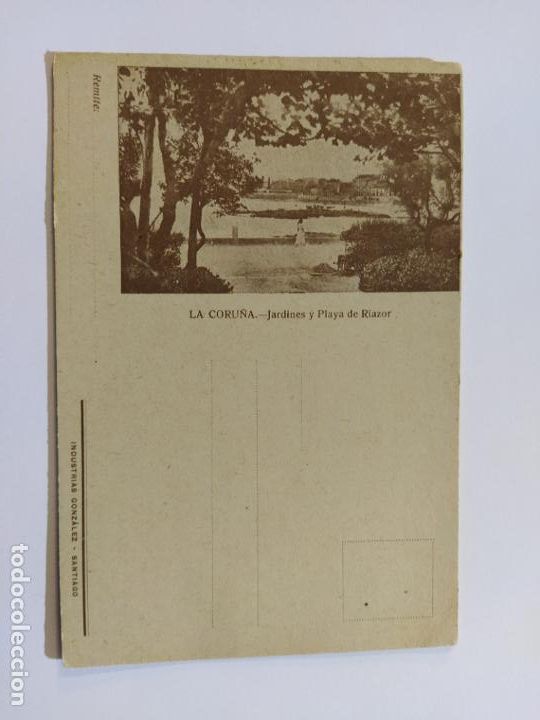 Postkarten: LA CORU&Ntilde;A-JARDINES Y PLAYA DE RIAZOR-INDUSTRIAS GONZALEZ-POSTAL ANTIGUA-VER FOTOS-(65.623)