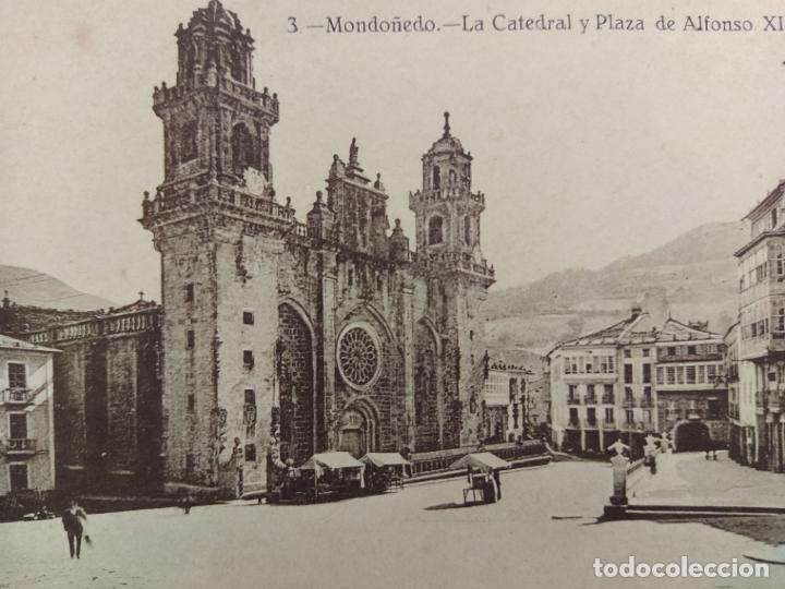 Postales: MONDO&Ntilde;EDO-LA CATEDRAL Y PLAZA DE ALFONSO XIII-3-FOT&middot;A.TEGEIRO-POSTAL ANTIGUA-(66.004)