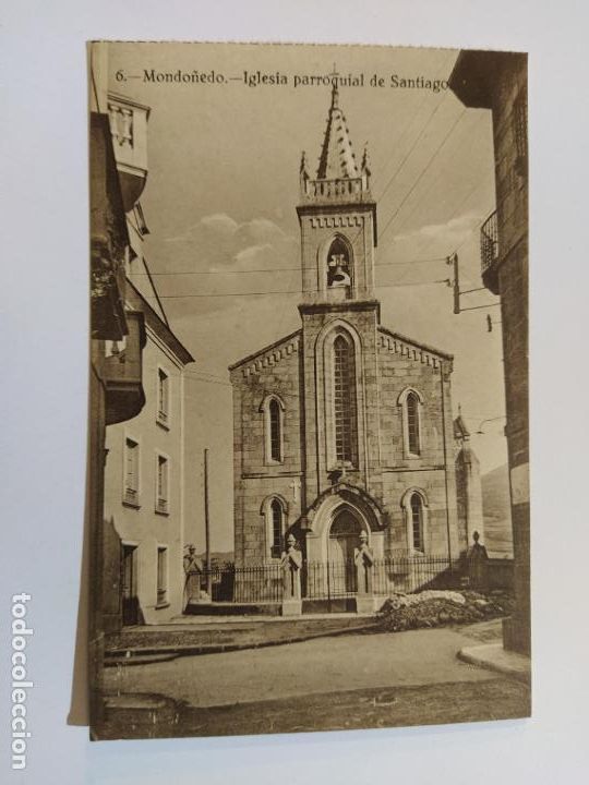 Postales: MONDO&Ntilde;EDO-IGLESIA PARROQUIAL DE SANTIAGO-6-FOT&middot;A.TEGEIRO-POSTAL ANTIGUA-(66.007)