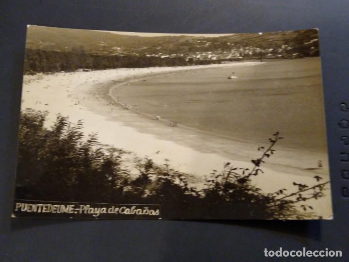 Postales: Puentedeume. Playa de caba&ntilde;as. Coru&ntilde;a. Escrita. Sin circular - Foto 1