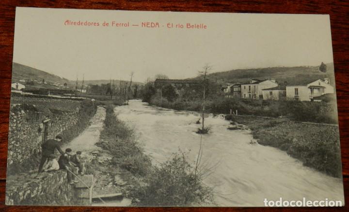 Postales: POSTAL DE ALREDEDORES DE FERROL (CORU&Ntilde;A). NEDA. EL RIO BELELLE. PAPELERIA DE EL CORREO GALLEGO. NO C