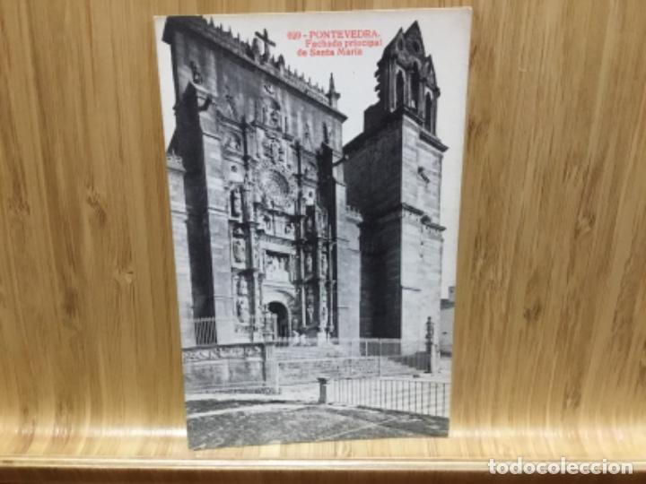 Postales: Postal de Pontevedra.fachada principal de Santa Maria.629.almirall.