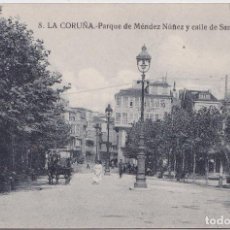 Postales: LA CORUÑA - PARQUE DE MÉNDEZ NÚÑEZ Y CALLE DE SANTA CATALINA - GRAFOS, MADRID