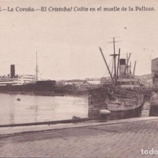 Postales: LA CORUÑA - EL CRISTOBAL COLÓN EN EL MUELLE DE PALLOZA - HELIOTIPIA DE KALLMEYER Y GAUTIER - MADRID. Lote 195668411