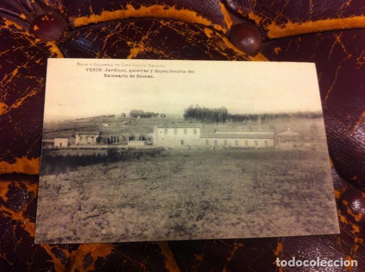 Postales: POSTAL. VERIN: JARDINES, GALER&Iacute;AS Y DEPENDENCIAS DEL BALNEARIO DE SOUSAS. ED. LINO V&Aacute;ZQUEZ