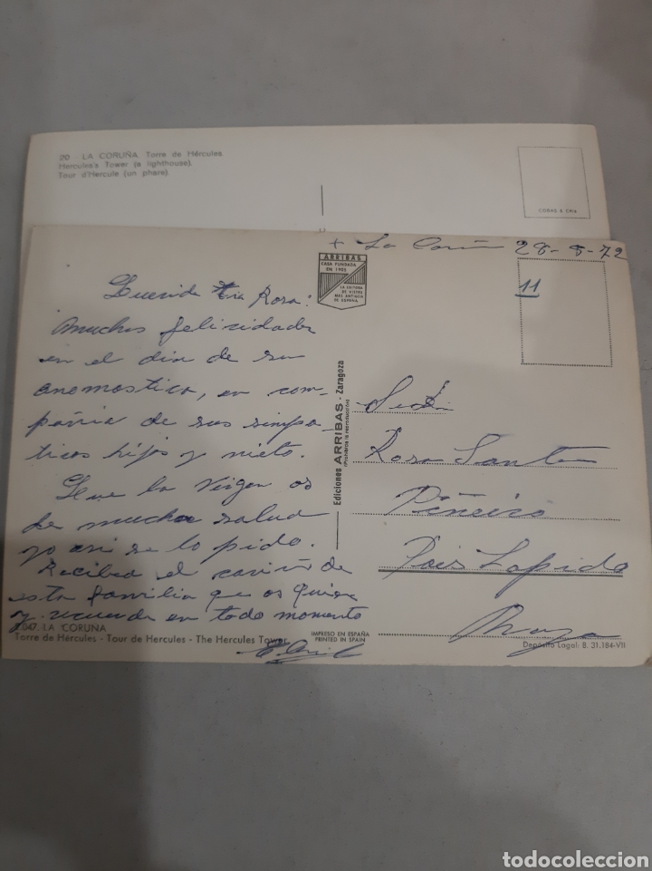 Postales: 2 postales Coru&ntilde;a 1972 Torre H&eacute;rcules - Foto 2
