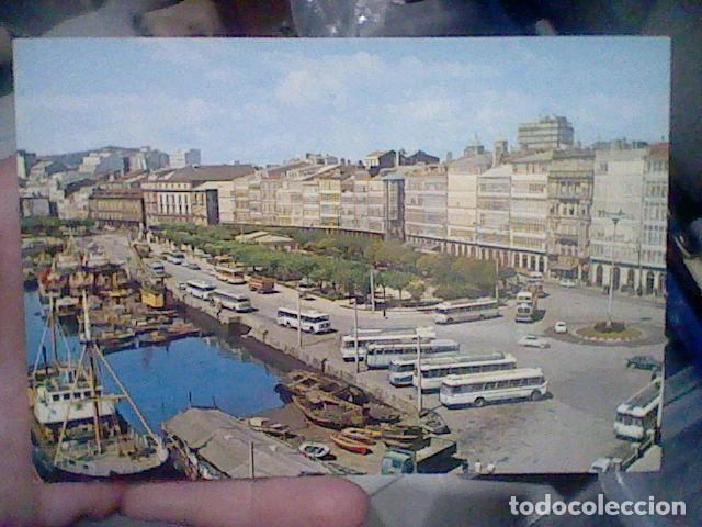 Postales: CORU&Ntilde;A AVENIDA MARINA ED GARRABELLA N&ordm; 63 ESCRITA AUTOBUSES PARADA ANIMADA