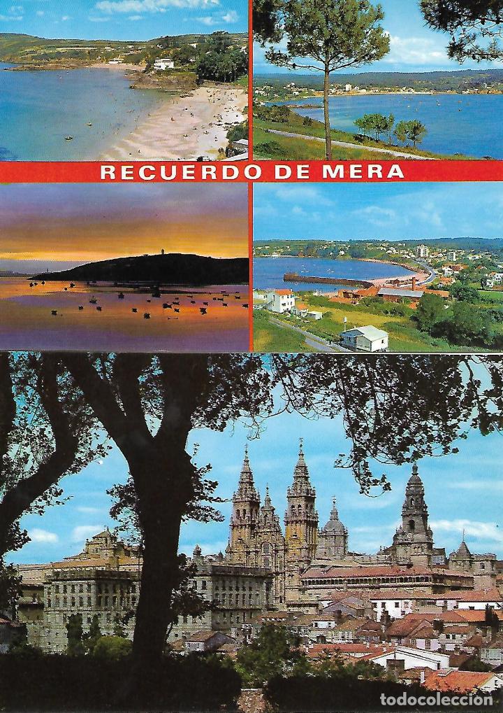 Postales: LA CORU&Ntilde;A-SANTIAGO DE COMPOSTELA Y MERA (CUATRO POSTALES)