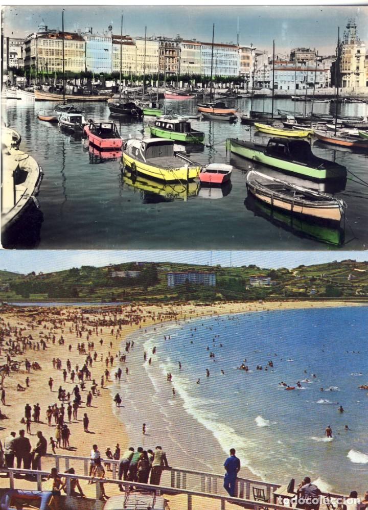 Postales: LA CORU&Ntilde;A.- D&Aacute;RSENA Y PLAYA DE SANTA CRISTINA.-