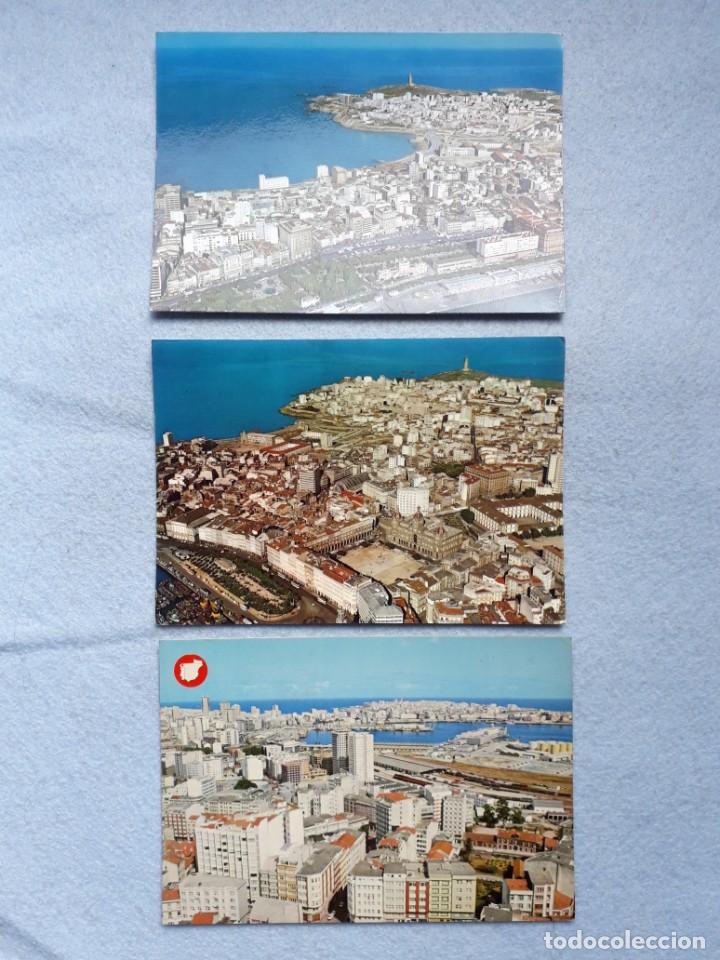 Postales: Lote de 3 postales de La Coru&ntilde;a. A&eacute;reas - Foto 1
