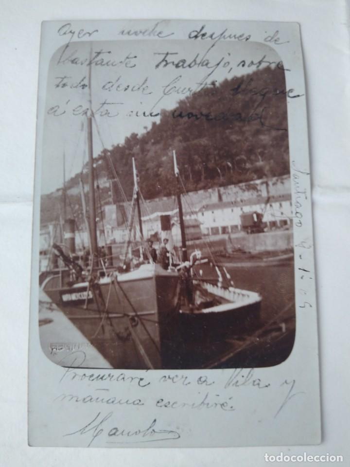 Postkarten: Postal fotogr&aacute;fica. Coru&ntilde;a?? Puerto. Enviada desde Santiago