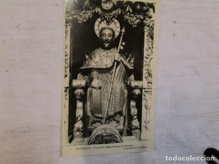 Postales: POSTAL SANTIAGO COMPOSTELA - EFIGIE PETREA APOSTOL - EDI SIN DATOS N&ordm; 7 - S/C DIVIDIDA + INFO