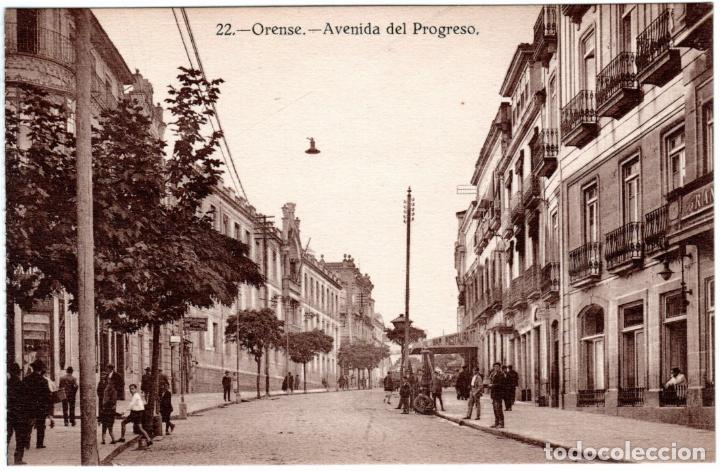 Postales: BONITA POSTAL - ORENSE - AVENIDA DEL PROGRESO - Foto 1