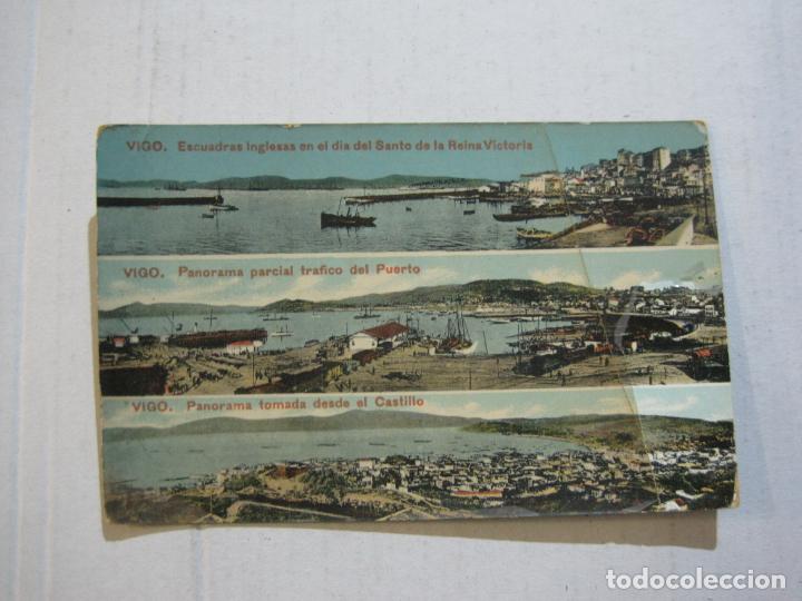 Postkarten: VIGO-ESCUADRAS INGLESAS-TRAFICO DEL PUERTO-PANORAMA-PAPELERIA JULIAN BUCETA-POSTAL ANTIGUA-(74.740)