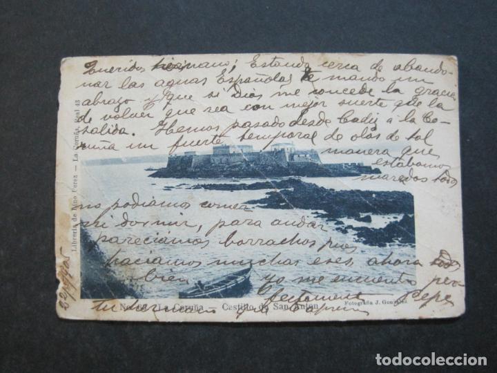 Postales: LA CORU&Ntilde;A-CASTILLO DE SAN ANTON-REVERSO SIN DIVIDIR-FOTO J.GONZALEZ-LIB LINO-POSTAL ANTIGUA-(75.579)