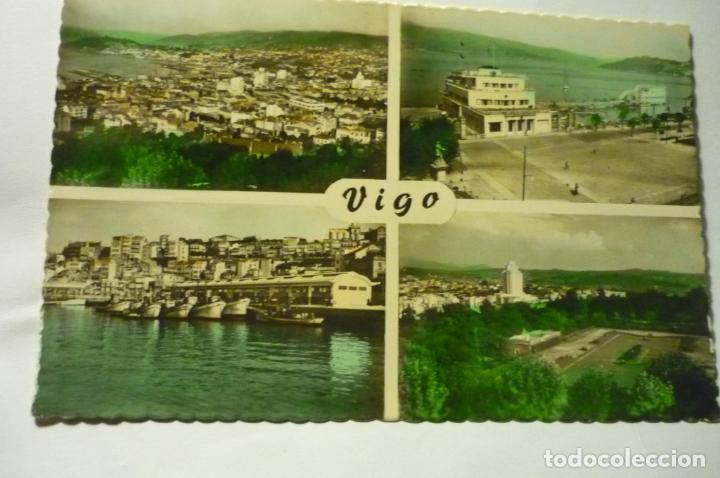 Postales: postal vigo coloreada diversos aspectos - circulada cm - Foto 1