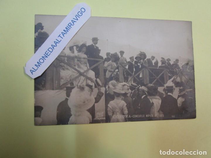 Postales: POSTAL FOTOGRAFICA FERRER CORU&Ntilde;A - ' CONCURSO HIPICO ' N&ordm; 802 1908 CIRCULADA + INFO