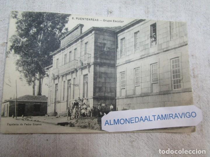 Postkarten: POSTAL CIRCULADA PUENTEAREAS PONTE AREAS N&ordm;6 - GRUPO ESCOLAR, EDI PEDRO ESTEVEZ + INFO
