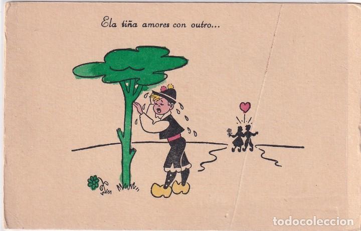 Postales: Humor gallego. Tarjeta ilustrada sin reverso. No figura ilustrador: Ela ni&ntilde;a amores con outro ..
