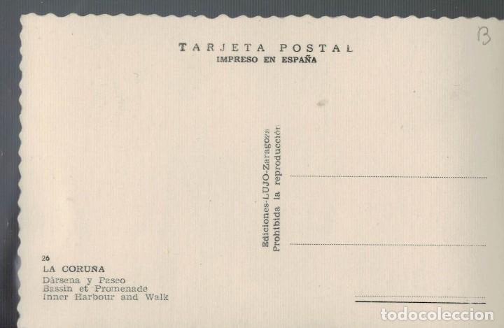 Postales: La Coru&ntilde;a. D&aacute;rsena y Paseo. Ediciones LUJO - Foto 2