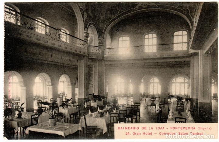 Postais: BONITA POSTAL - LA TOJA (PONTEVEDRA) - BALNEARIO - GRAN HOTEL - COMEDOR - SALON CENTRAL