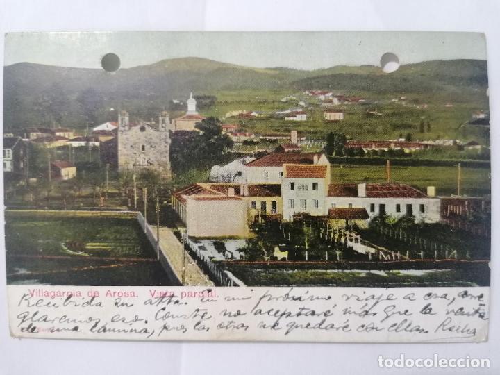 Postcards: POSTAL, VILLAGARCIA DE AROSA - VISTA PARCIAL, COLOREADA, CIRCULADA 27-8-1921