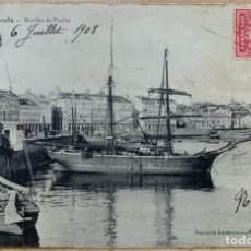 Postales: MUELLES DE PIEDRA .LA CORUÑA 6 JULIO 1908