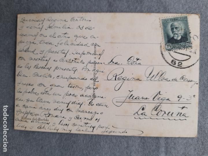 Postales: Vigo. Ribera del Berb&eacute;s. Escrita - Foto 2