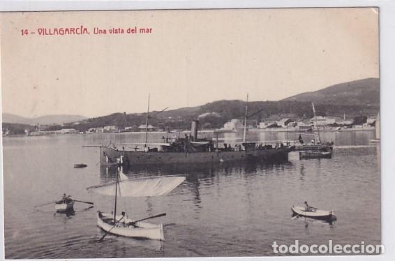 Postkarten: 14 Villagarc&iacute;a Una vista del mar. Barco. Edici&oacute;n Eco de Arosa 6170 Thomas Sin circular.