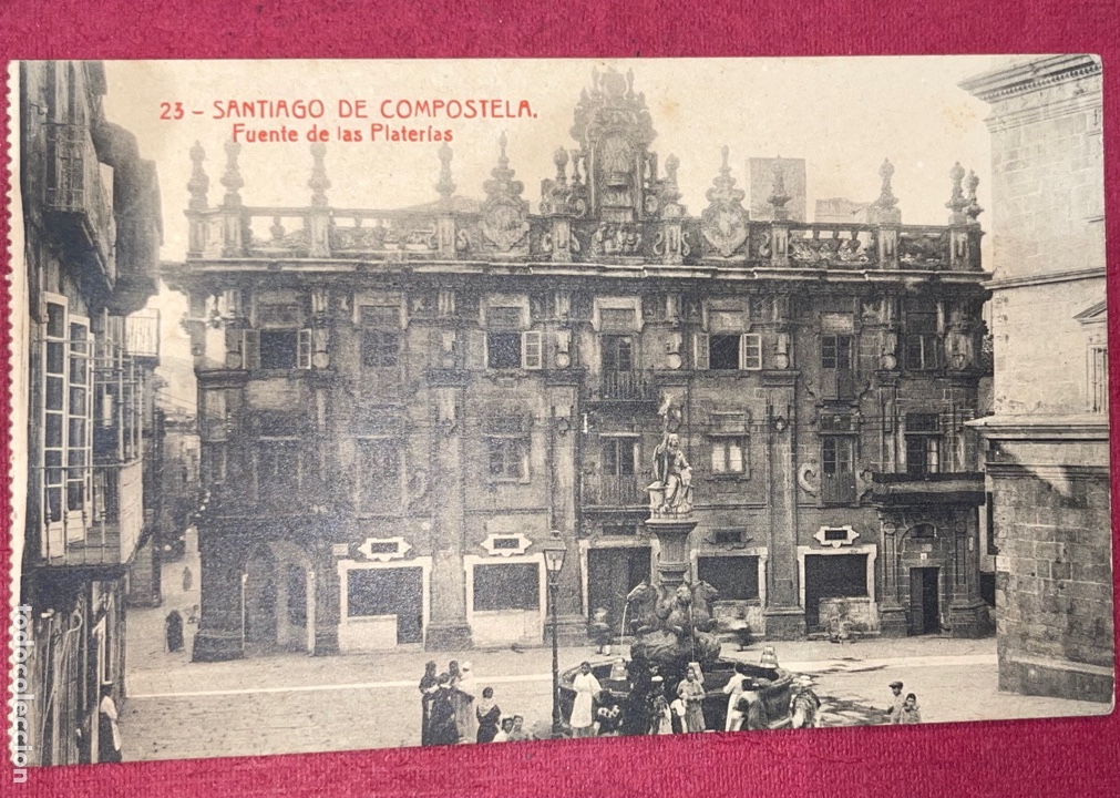 Postales: P-656 Antigua postal de Santiago de Compostela. Fuente de las plater&iacute;as. Sin escribir sin circular