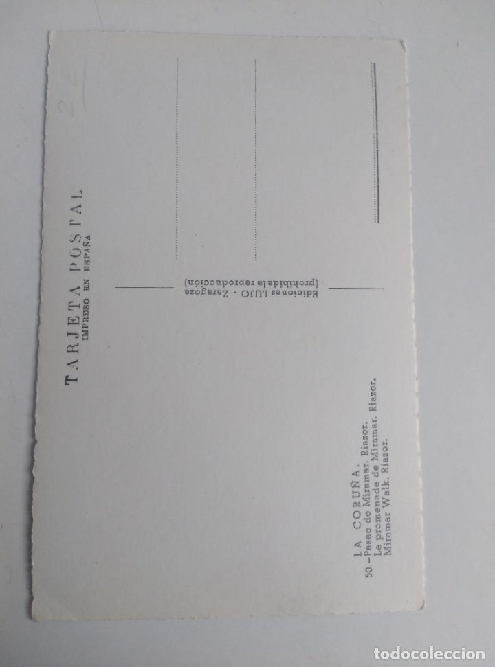 Postales: LA CORU&Ntilde;A, PASEO DE MIRAMAR, RIAZOR. Ediciones Lujo. - Foto 2