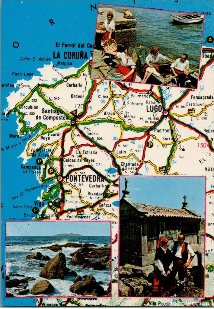 Postkarten: Galicia - Ed. Arribas n&ordm; 2918 - Multi-Vistas con Mapa de la Comunidad - 150x105mm. In&eacute;dita en Todoco