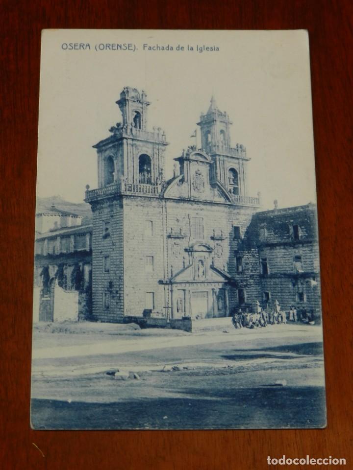 Postales: POSTAL DE OSERA (ORENSE), FACHADA DE LA IGLESIA, FOTOTIPIA THOMAS, NO CIRCULADA, ESCRITA, REVERSO CO