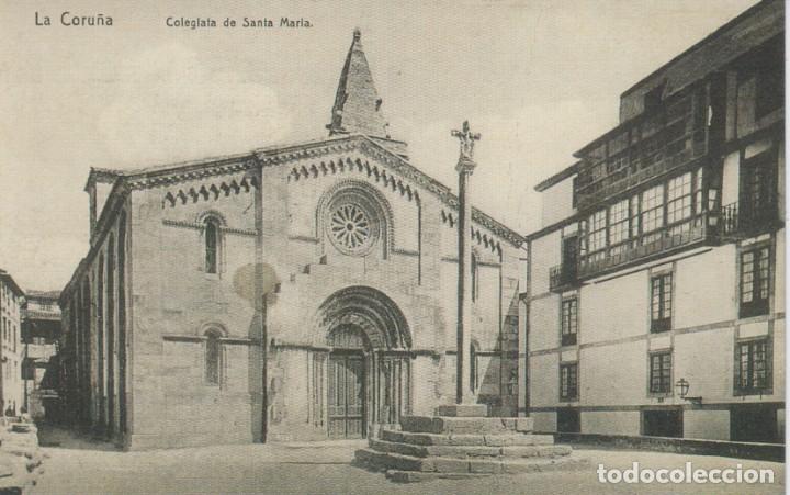 Postales: POSTAL A CORU&Ntilde;A. COLEGIATA DE SANTA MAR&Iacute;A. REPRODUCCI&Oacute;N LA OPINI&Oacute;N