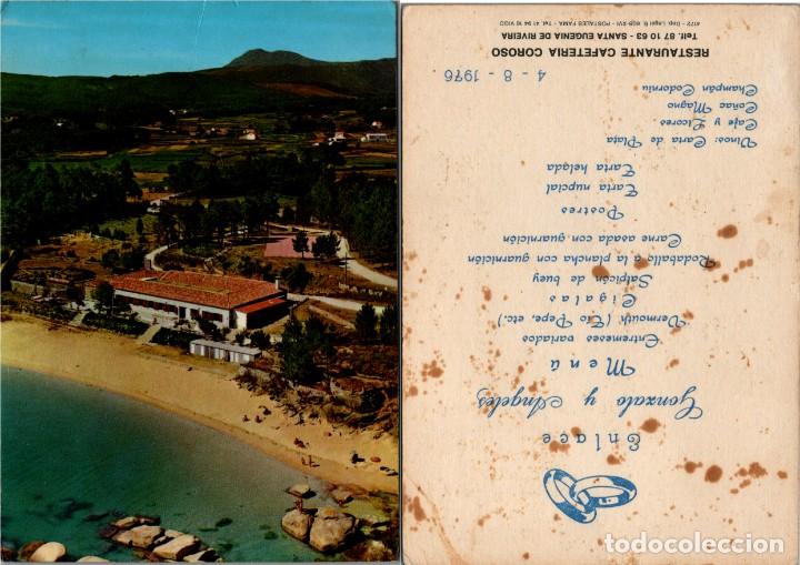 Postales: Santa Eugenia de Riveira - Restaurante Coroso - 04.08.1976 -Men&uacute; Enlace Matrimonial-Ed. Fama 147x103