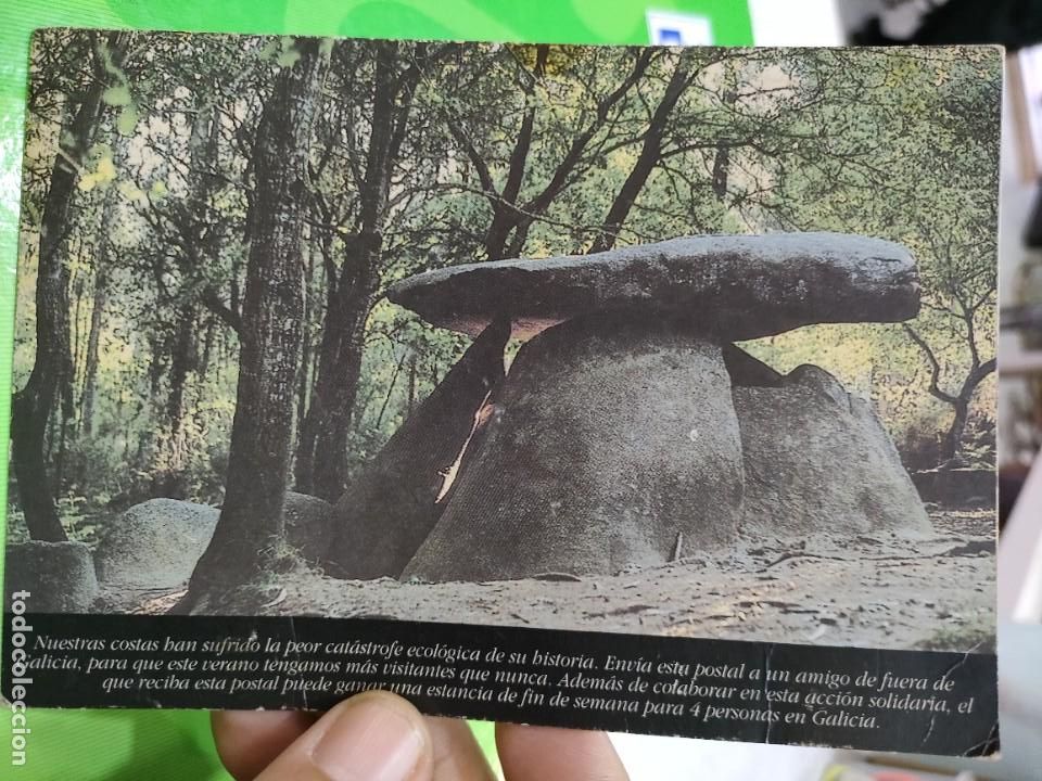 Postales: Postal Dolmen de Combate RIBEIRA Estrella Galicia 2003 Escrita y Bellamente Sellada esquinas pel&iacute;n t