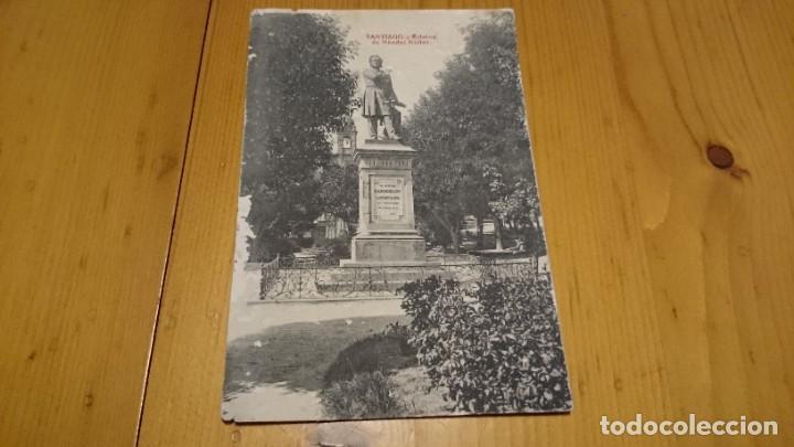 Postkarten: TARJETA POSTAL ESTATUA DE M&Eacute;NDEZ N&Uacute;&Ntilde;EZ SANTIAGO DE COMPOSTELA - NO CIRCULADA